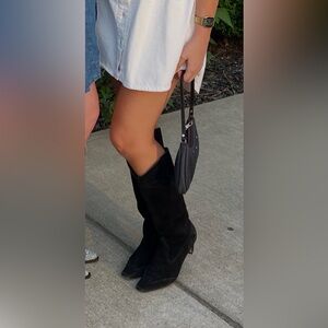 SCHUTZ Western Black Knee High Heeled Boots